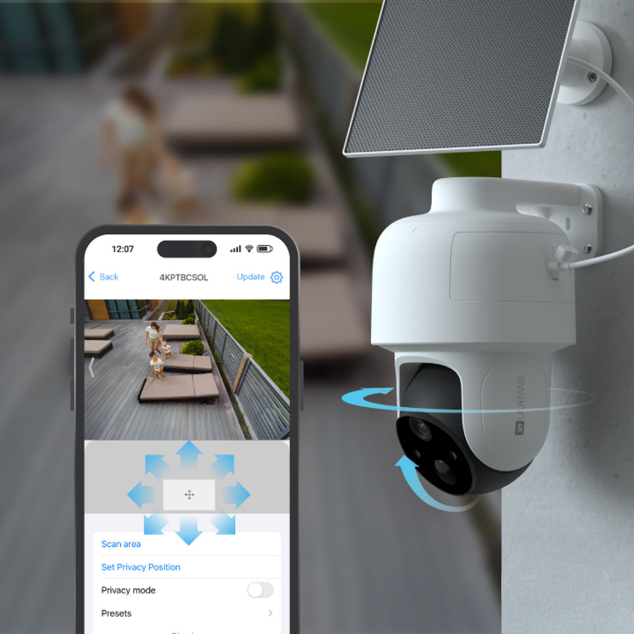 SWIFI-4KPTBCSOL-GL - Swann 4K Battery Pan Tilt Camera USB-C x 1/SOLAR4 Solar Panel x 1