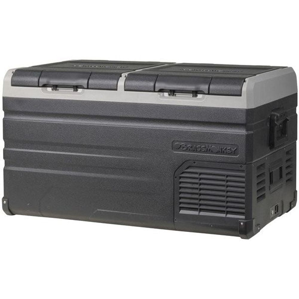 75L Brass Monkey Portable Low Profile Dual Zone Fridge/Freezer with Battery Compartment