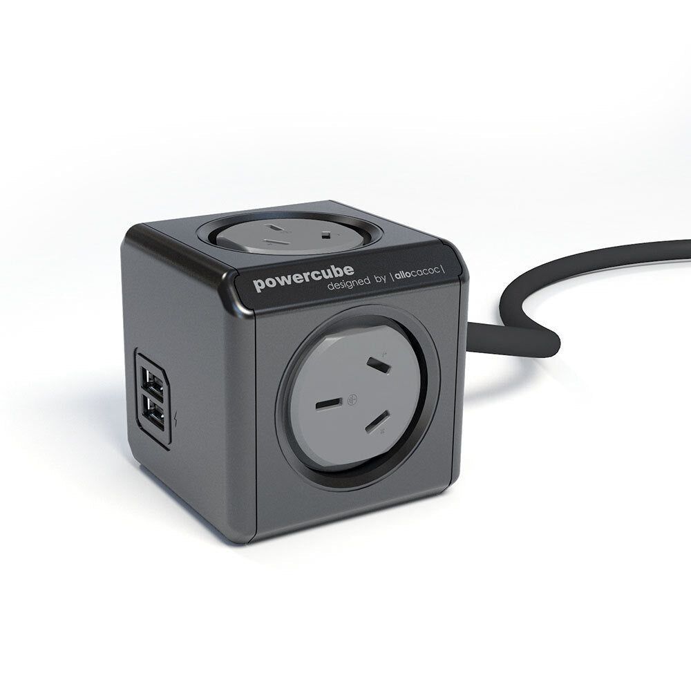 ALL-POWERCUBE54-BK - ALLOCACOC POWERCUBE Extended Outlets with USB 1.5M - BLACK