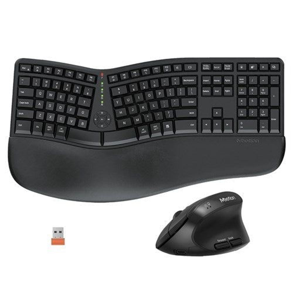 Meetion Ergonomic Wireless Wave Keyboard and Vertical Mouse Combo