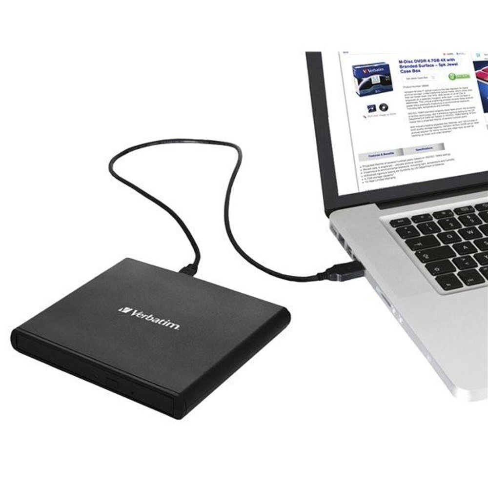 External Disk Writer External Slimline Mobile CD/DVD Writer USB 2.0 Black