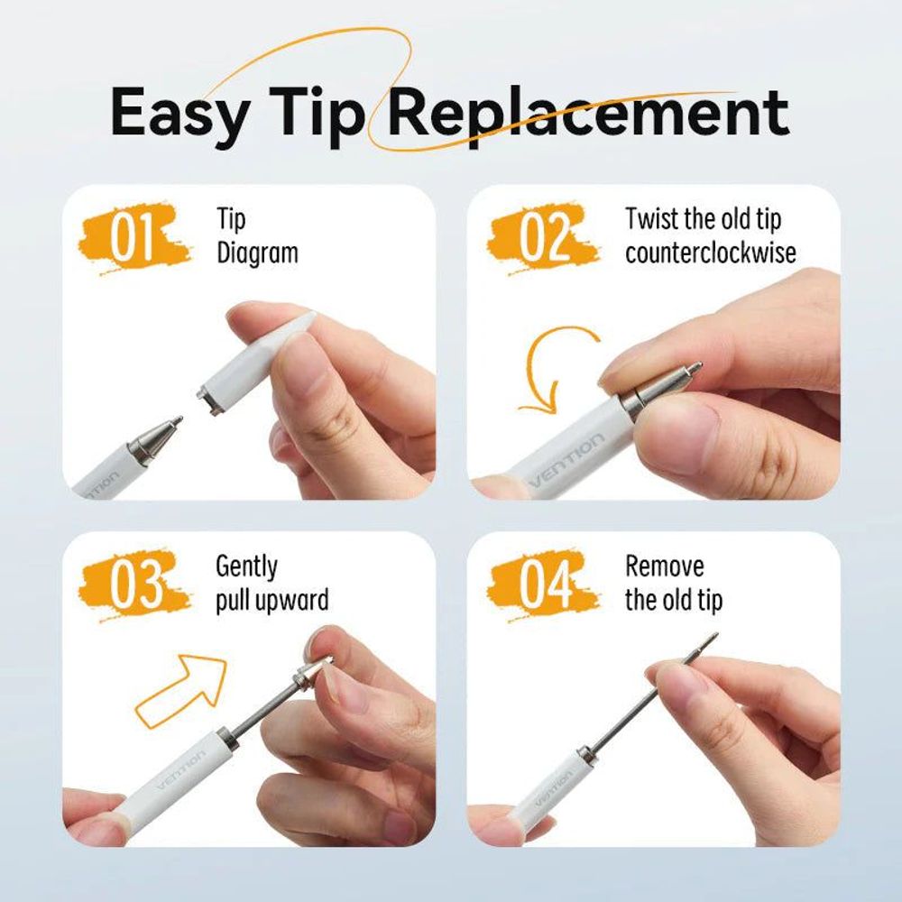Vention 3-in-1 Magnetic Stylus Pen White Aluminum Alloy Type
