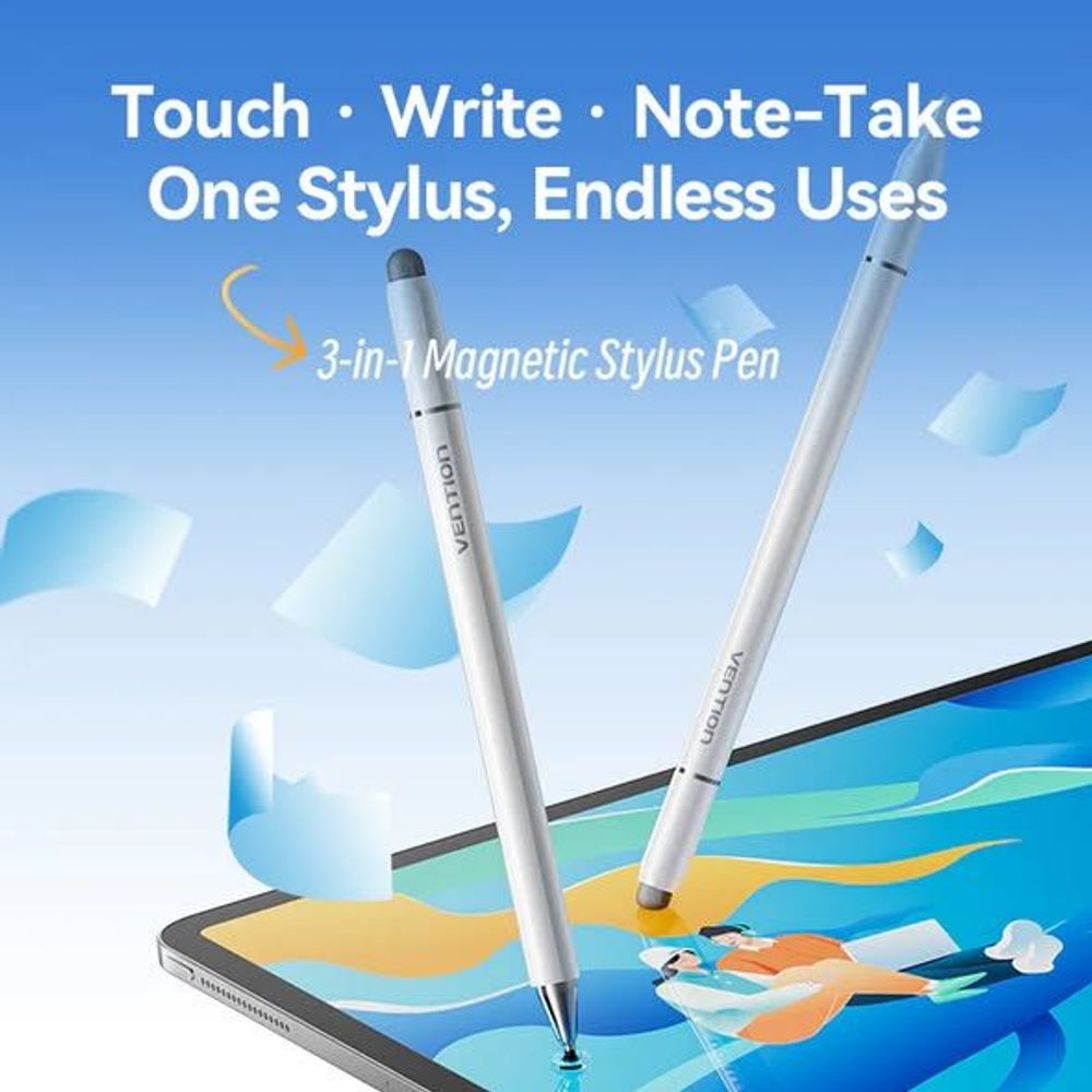 Vention 3-in-1 Magnetic Stylus Pen White Aluminum Alloy Type