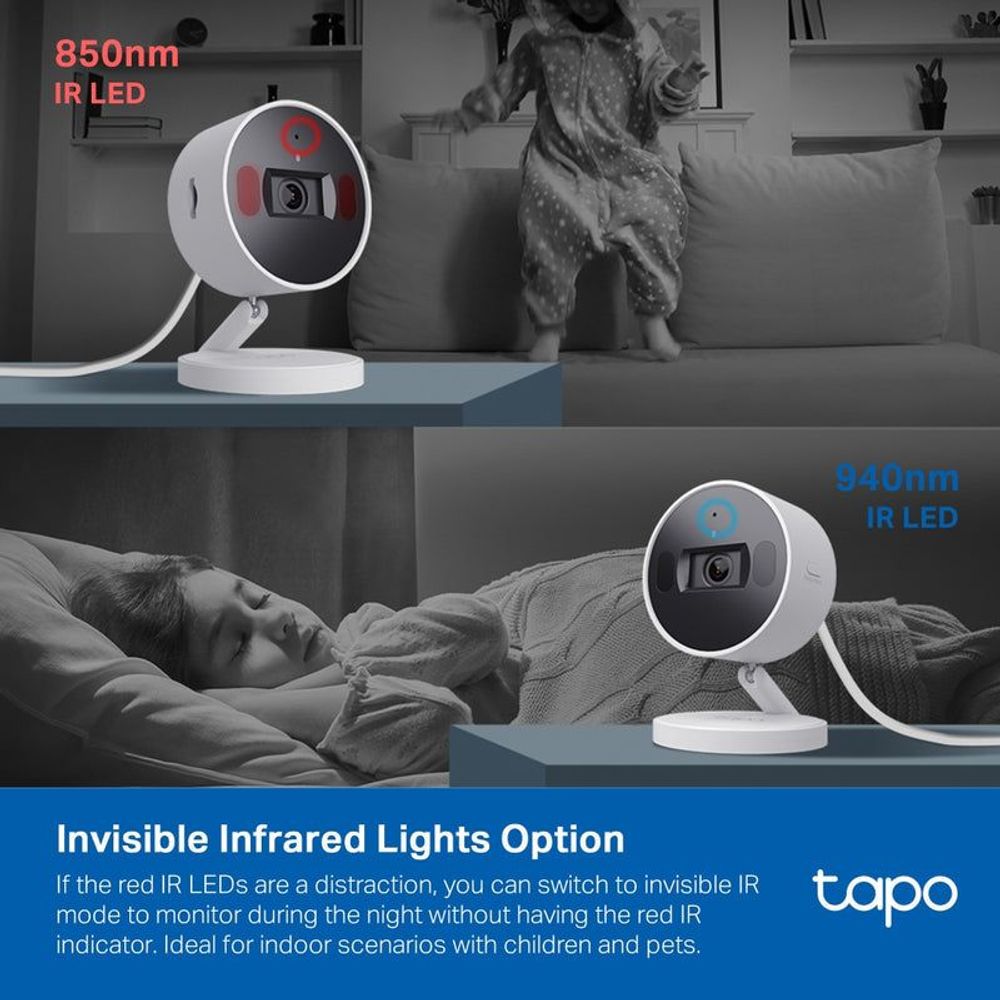 Security camera lens close-up with IR LED night vision indicator overlay