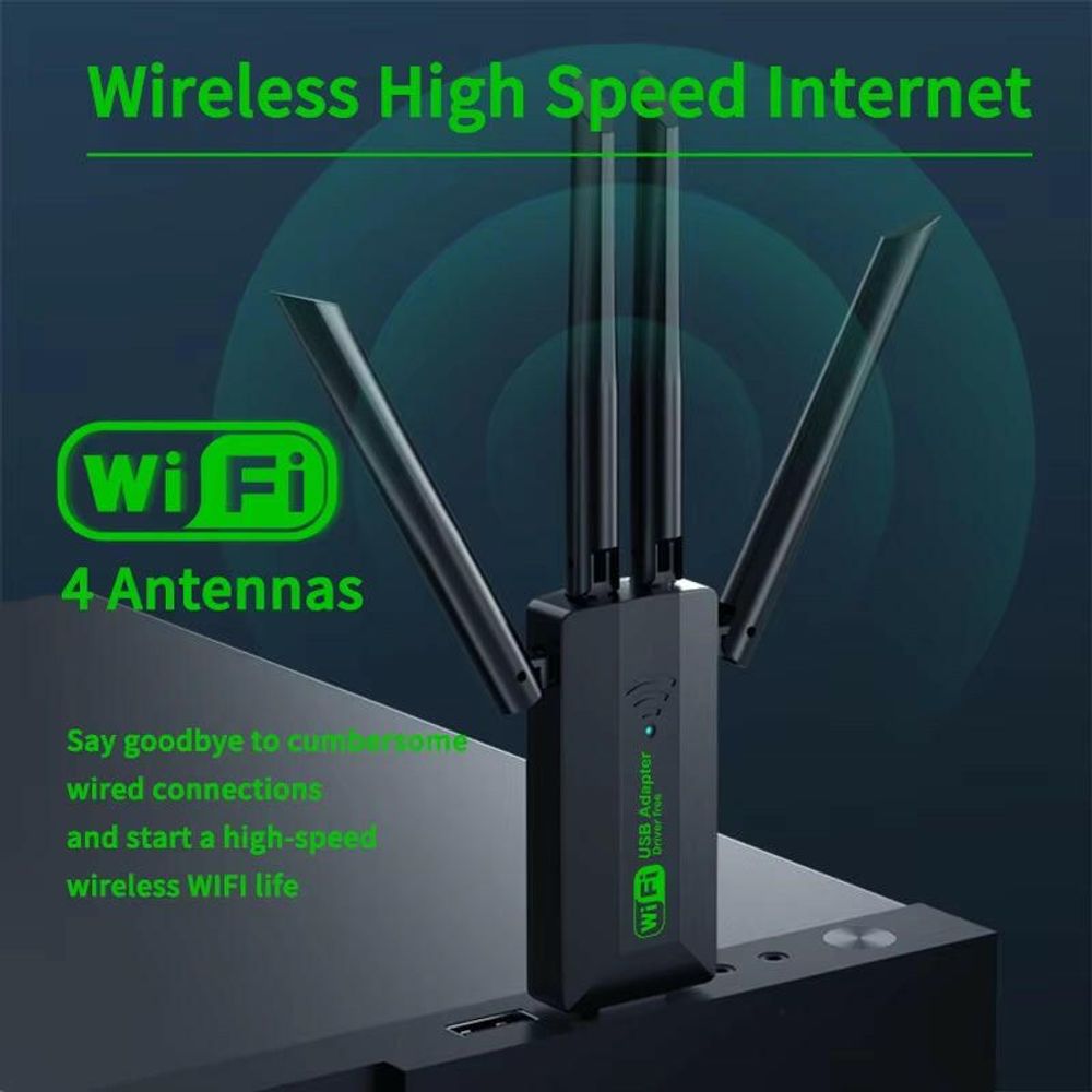 Vaorlo 1200Mbps Dual Band Wi-Fi USB Adapter with 4 Antennas