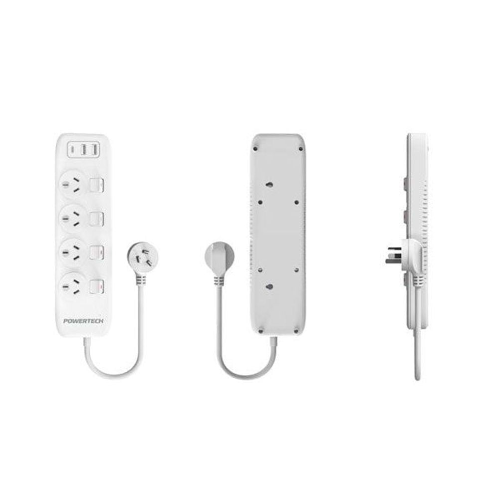 4 Way Surge Protected Individual switched power board 2xUSB A and 1xUSBC