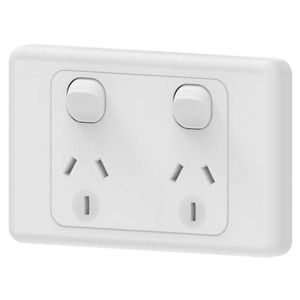 Mains 15A Horizontal Double Powerpoints