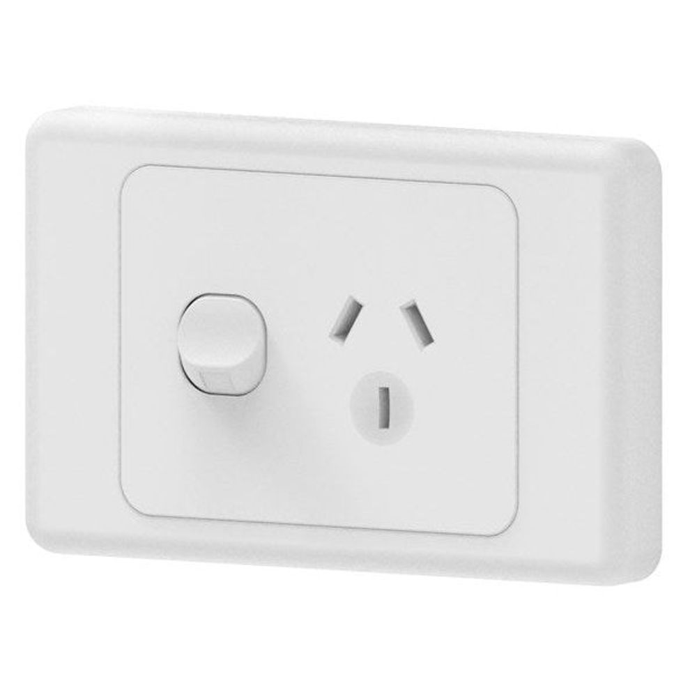 Mains 15A Horizontal Single Powerpoint