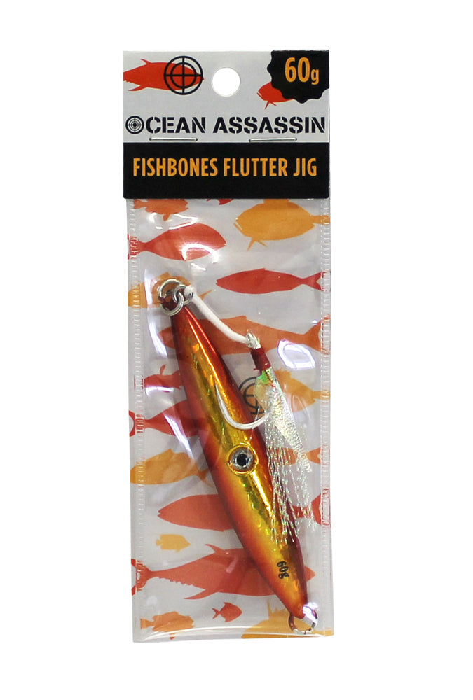 Ocean Assassin Fishbones Flutter Jig - Orange 60 gram
