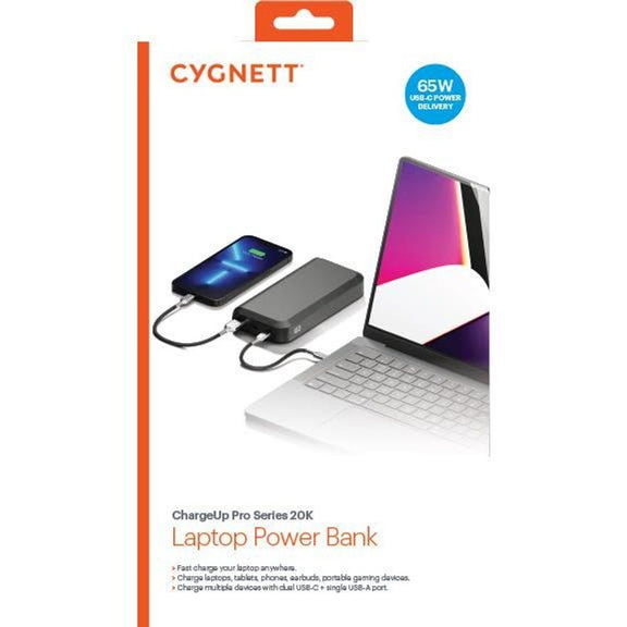 CY4130PBCHE - Cygnett ChargeUp Pro Series 20K 65w Laptop Power Bank | Tech Supply Shed