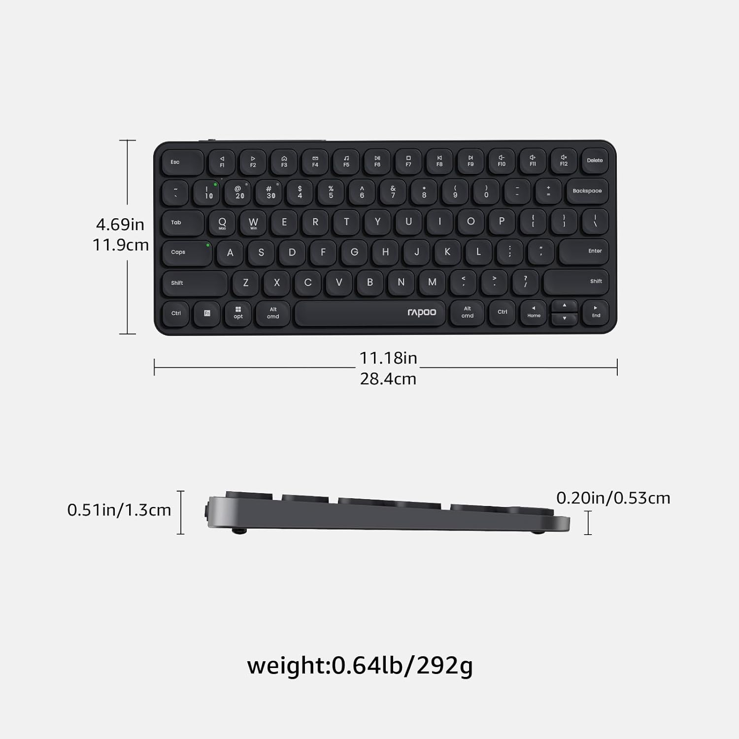 Rapoo E9050L Wireless Multi-mode Ultra-slim 78 Key Keyboard with Bluetooth and 2.4g