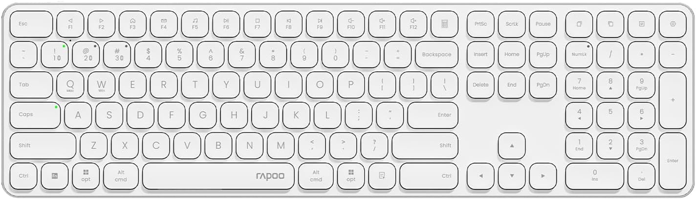Rapoo E9550L Wireless Multi-mode Ultra-slim 110 Key Keyboard with Bluetooth and 2.4g White Default Title