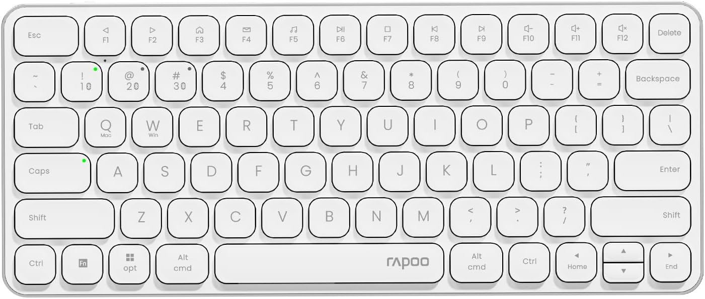 Rapoo E9050L Wireless Multi-mode Ultra-slim 78 Key Keyboard with Bluetooth and 2.4g White Default Title
