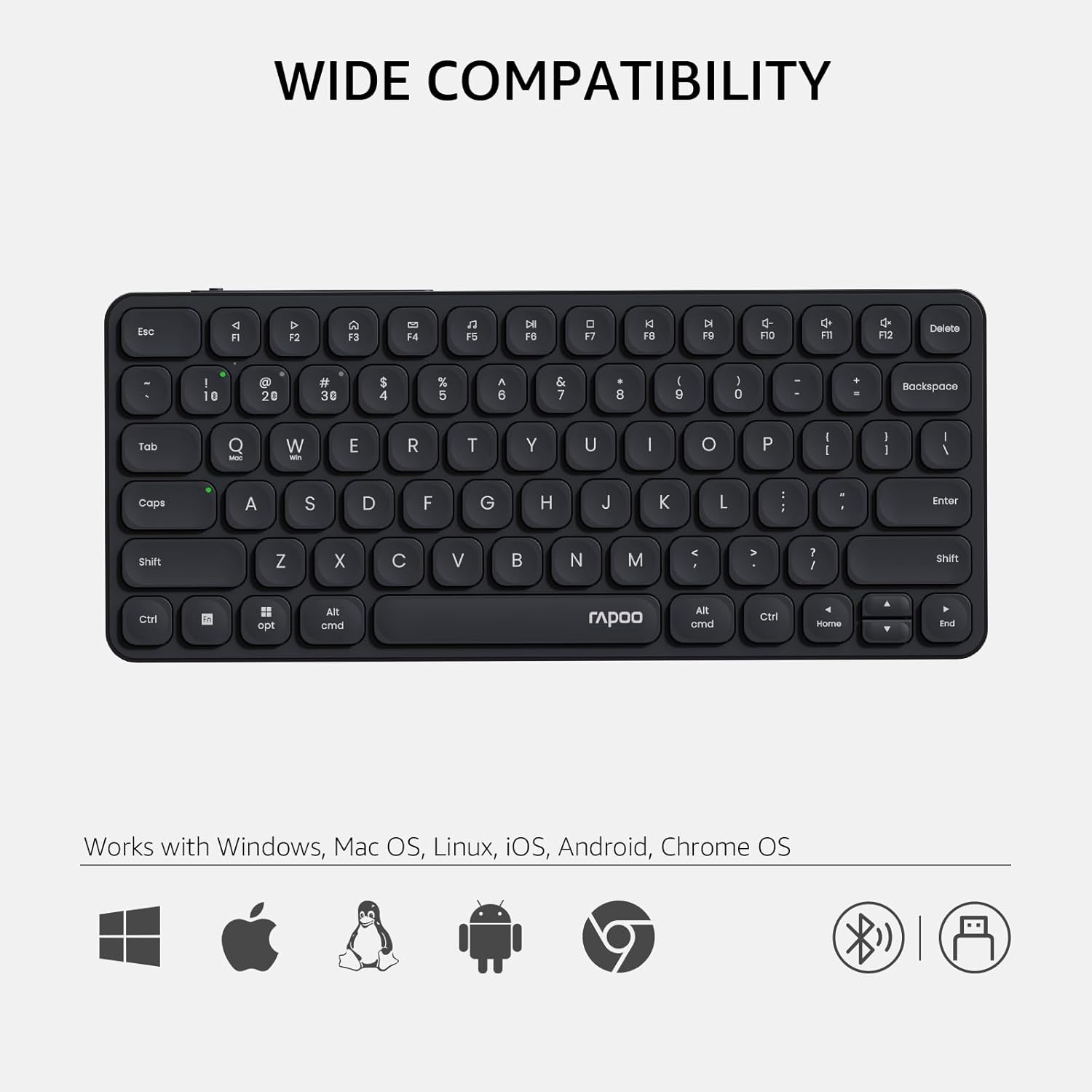 Rapoo E9050L Wireless Multi-mode Ultra-slim 78 Key Keyboard with Bluetooth and 2.4g