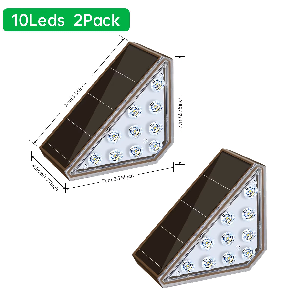 Elegant Outdoor Solar Step Lights 2Pcs 10Led