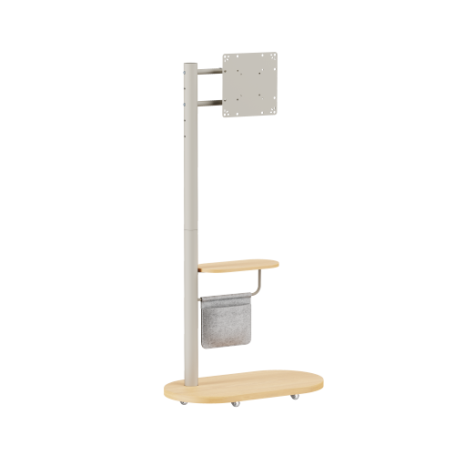 Bracom Mobile TV Display Floor Stand with Integrated Cable Management Fine Texture Light Brown & Beech