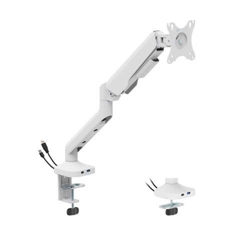 Bracom FlexPrecision Cost-Effective Gas Spring Monitor Arm with USB Ports White Default Title