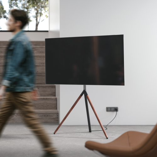 Bracom Tripod Stylish Easel Studio TV Floor Stand Matte Black & Walnut Default Title