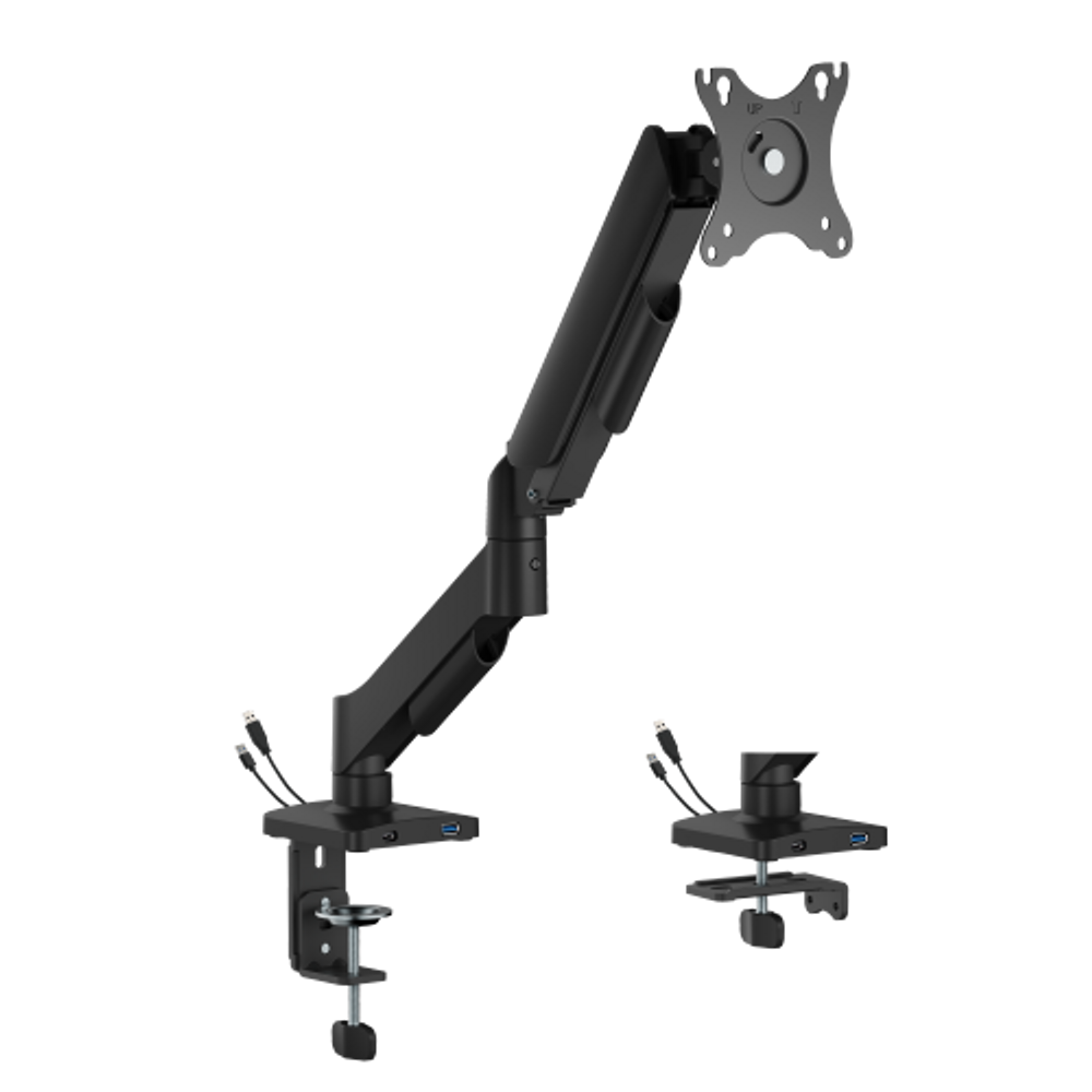 Bracom Super Economical Gas Spring Monitor Arm with USB Ports Black