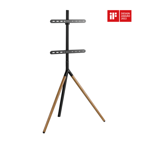 Bracom Tripod Stylish Easel Studio TV Floor Stand Matte Black & Walnut