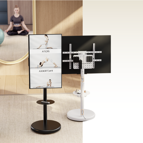 Bracom Heavy-Duty Mobile TV Floor Stand upto 86 inch TV White Default Title