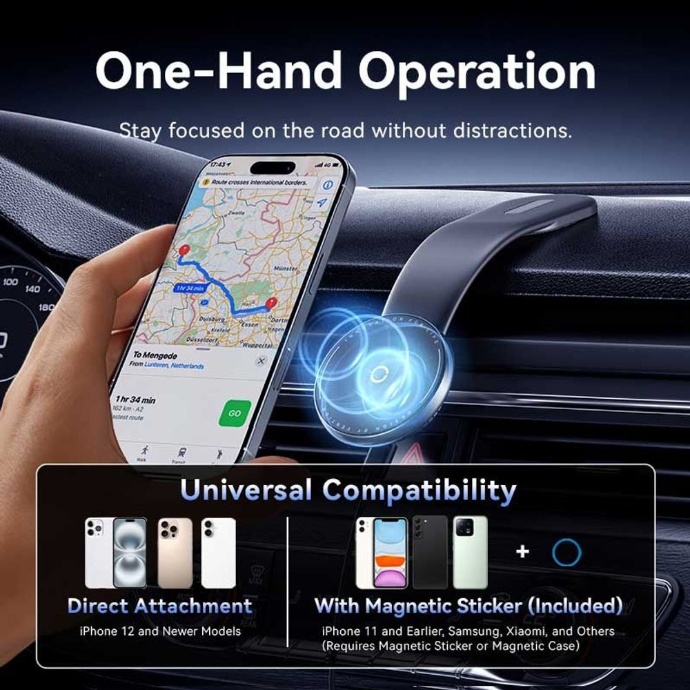 Vention Magnetic Wireless Car Mount Charger Black