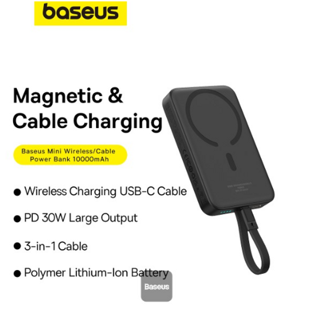 BAS42785 - OS-Baseus Magnetic Mini Wireless Fast Charge Power Bank Type-C Edition 10000mAh 30W Cluster Black