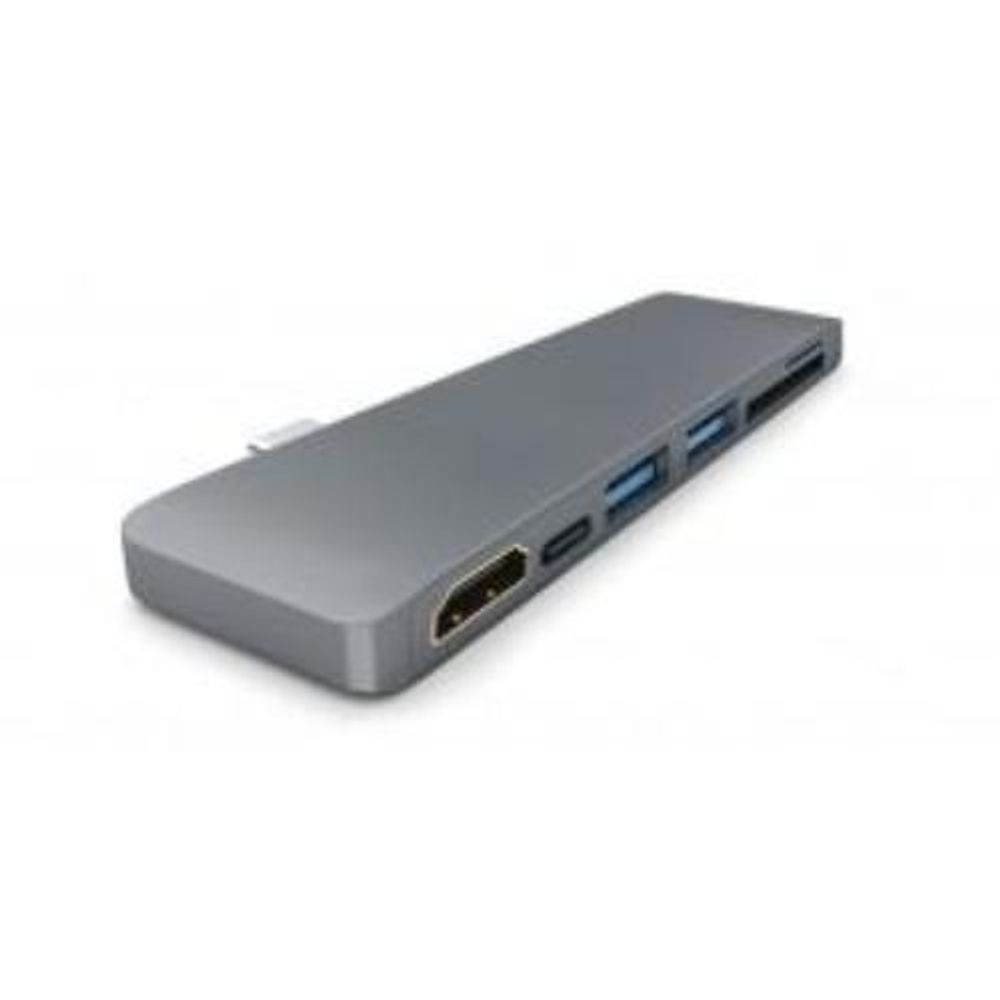 6IN1-TYPEC-HDMI-GR - ROCK 6 in 1 Type C Hub With HDMI Port Space Grey