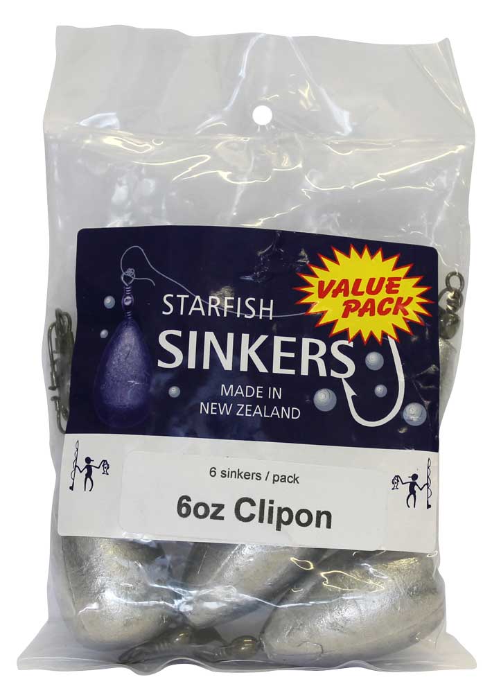 Starfish Clip-On Swivel Sinkers - Value Packs 6oz - Value Pack - Qty 6