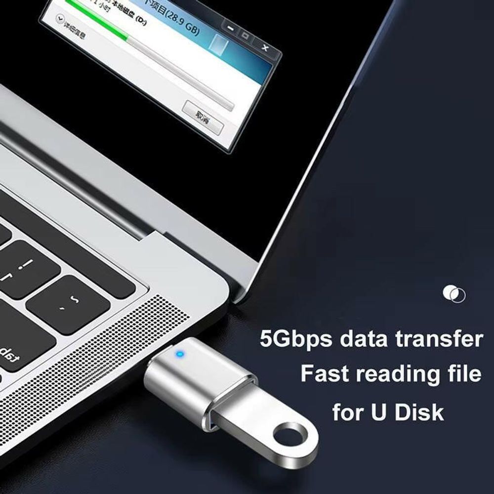 LED USB 3.0 to Type-C Adapter - OTG USB-C and USB-A to Micro USB Female Connector for Samsung, Xiaomi, and POCO Devices