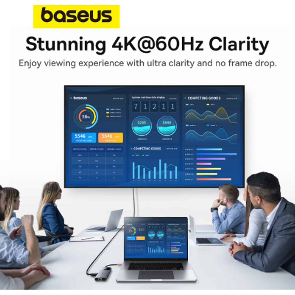 Space grey USB-C hub delivering 4K@60Hz video for laptop connections