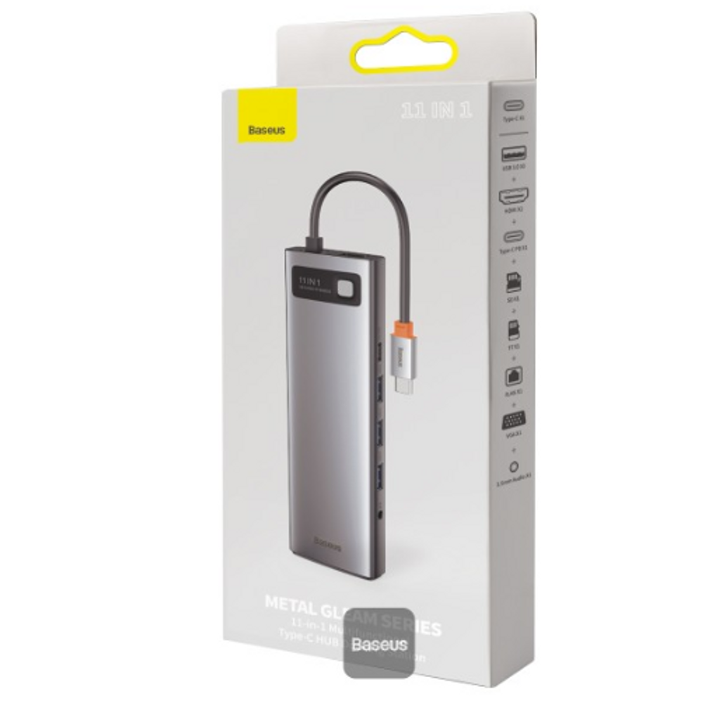Baseus 11-in-1 USB-C hub docking station retail box, space gray