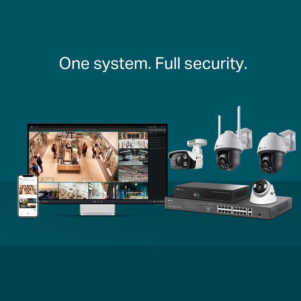 Security camera system kit with three outdoor pan-tilt cameras and NVR
