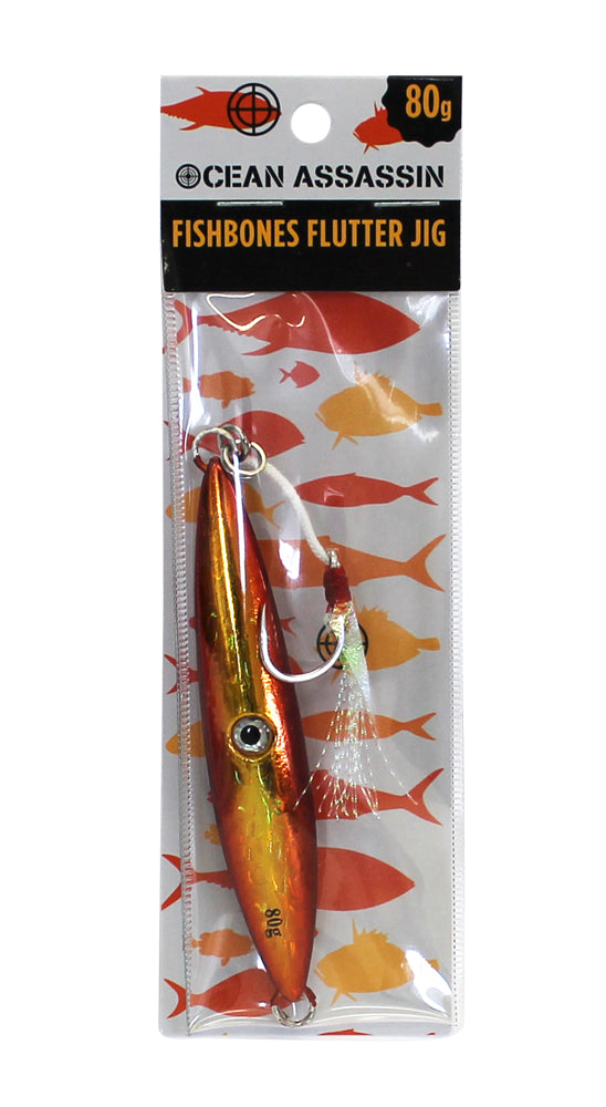 Ocean Assassin Fishbones Flutter Jig - Orange 80 gram