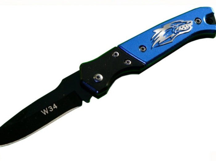 Wolf Folding Knife - Multi Purpose Red or Blue Blue