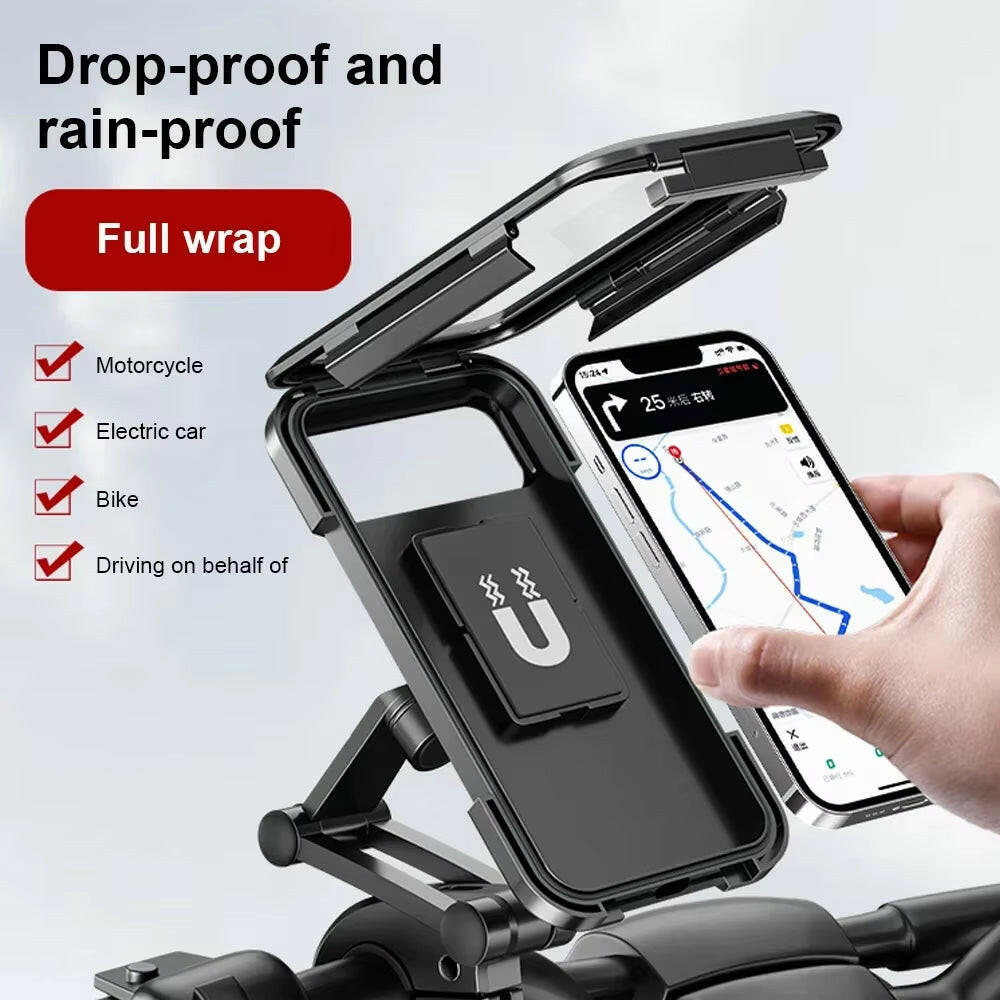 Universal Waterproof Motorcycle and Bicycle Mobile Phone Holder with Magnetic 360° Swivel