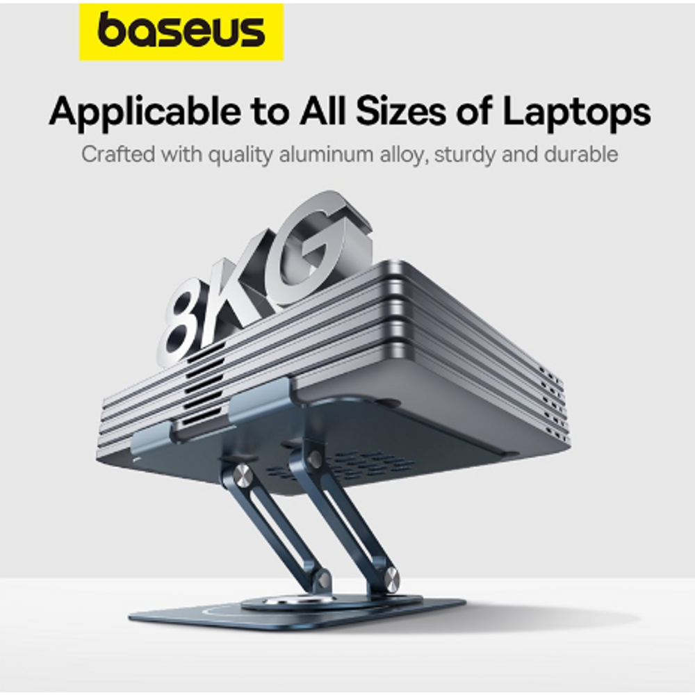 Space grey adjustable laptop stand with sturdy aluminum alloy frame