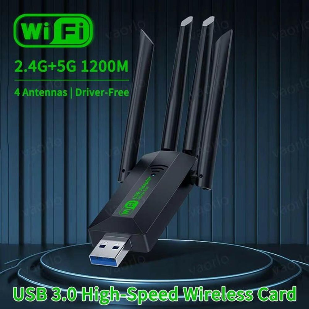 Vaorlo 1200Mbps Dual Band Wi-Fi USB Adapter with 4 Antennas