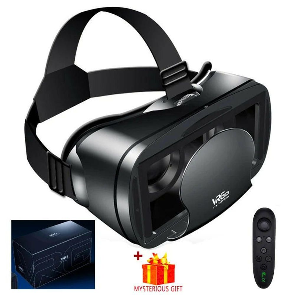 Virtual Reality 3D VR Headset Smart Glasses Helmet for Smartphones Cell Phone Mobile 7 Inches Lenses Binoculars with Controllers With Remote A