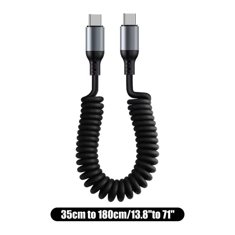 Revolutionary Spiral Stretchable USB-C Data Cable: Fast Charging and Versatile Length for All Type-C Devices USB-C to USB-C