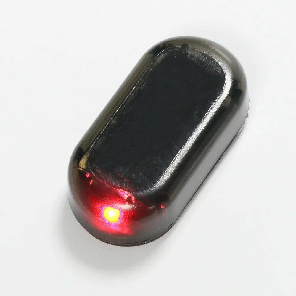 Solar-Powered USB LED Imitation Car Security Light - Wireless Anti-Theft Warning Lamp Red