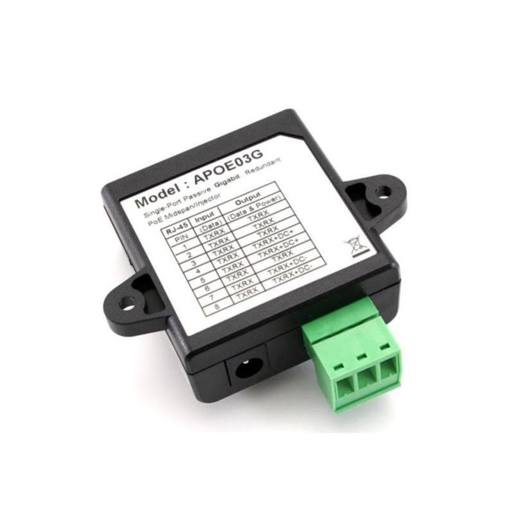 APOE03G - Gigabit Passive PoE Injector with Terminal Block