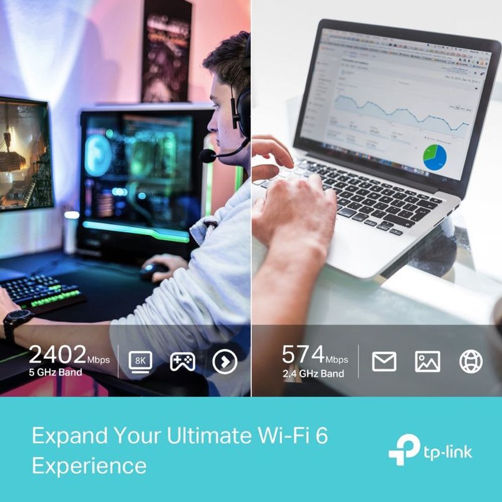 TP-Link Archer TX50UH WiFi USB adapter shown in use with laptop