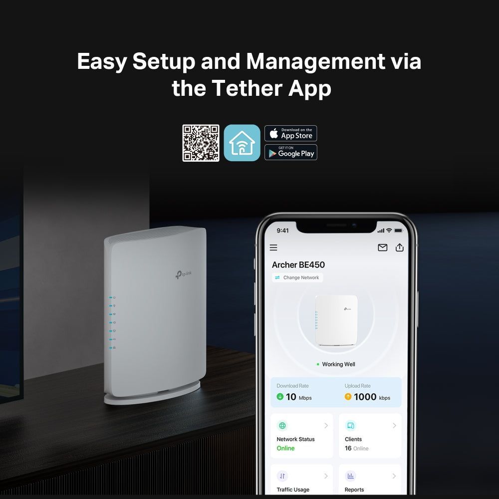 TP-Link Archer BE450, BE7200 Dual-Band Wi-Fi 7 Router