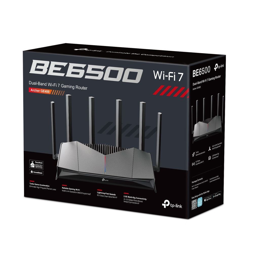TP-Link Archer GE400, BE6500 Dual-Band Wi-Fi 7 Gaming Router
