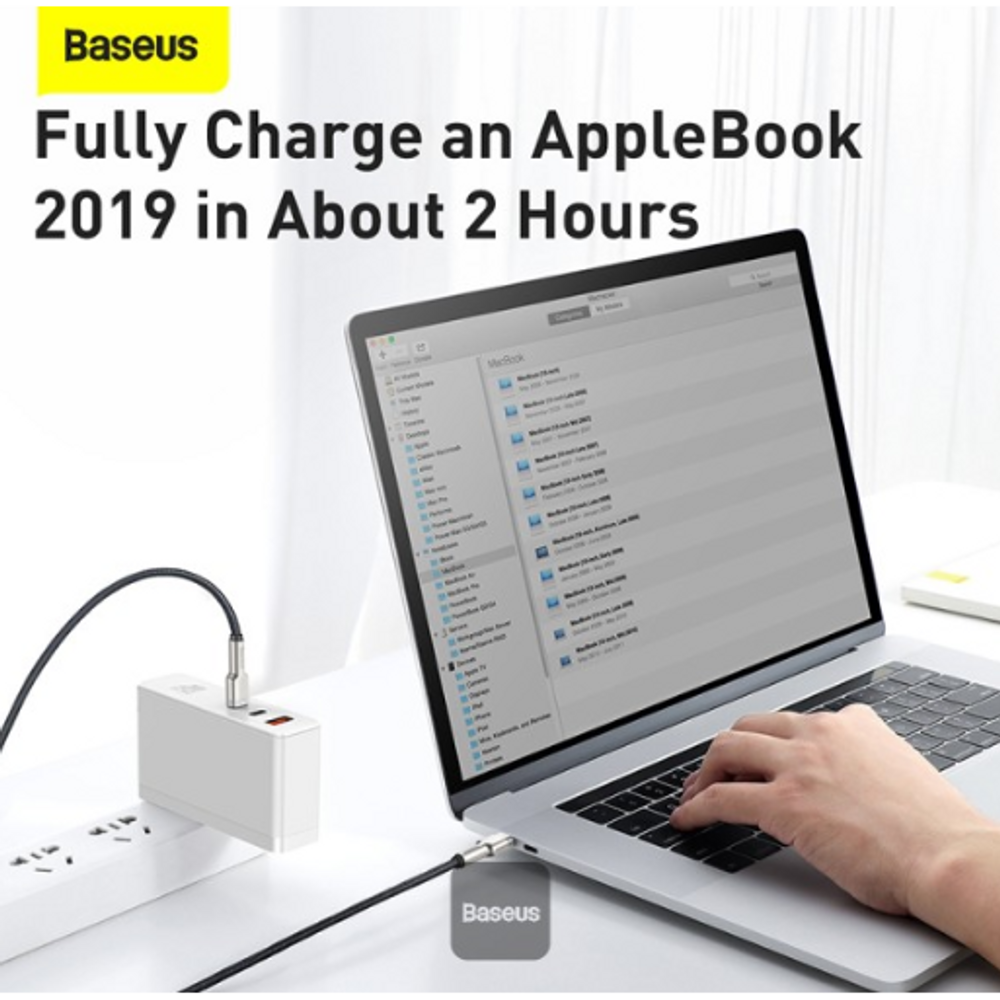 USB-C to USB-C cable with black braided cord and silver metal connector ends
