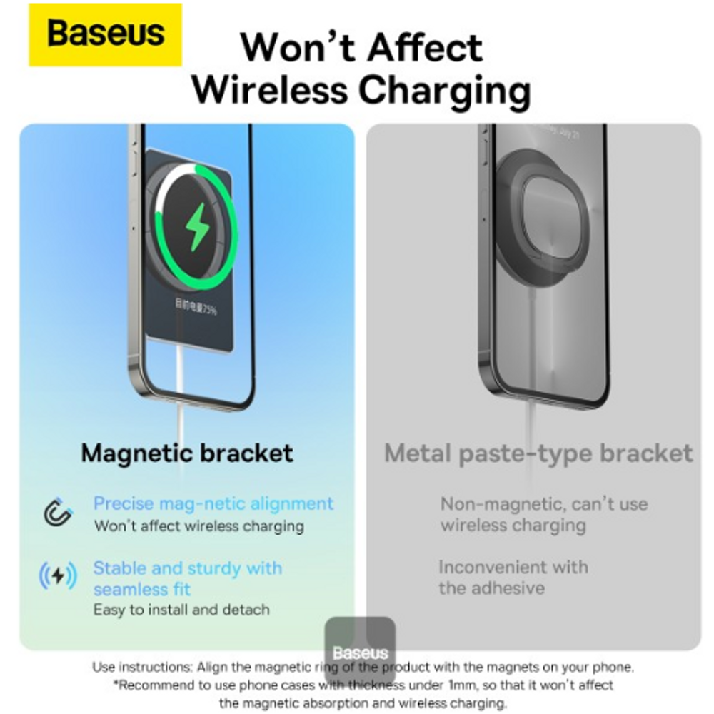 Baseus foldable magnetic phone bracket with alignment and charging compatibility