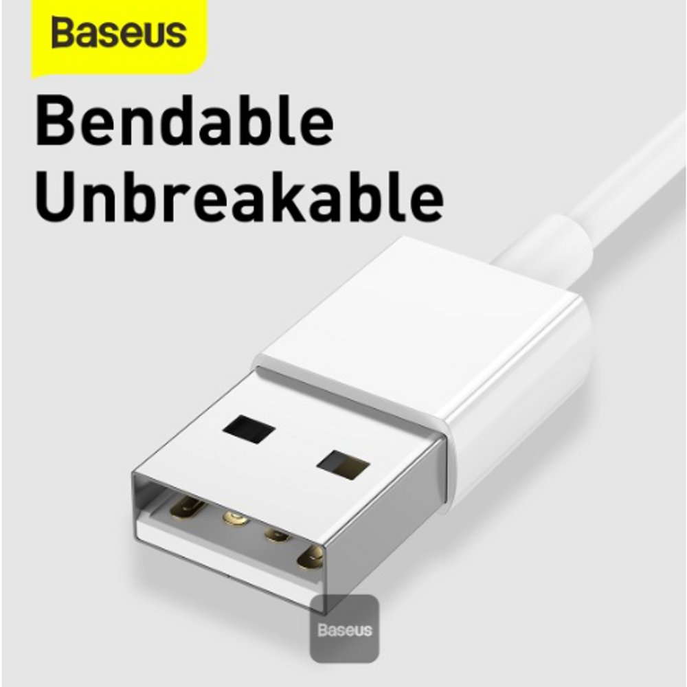BAS05536 - Baseus Superior Series Fast Charging Data Cable USB to M+L+C 3.5A 1.5m White