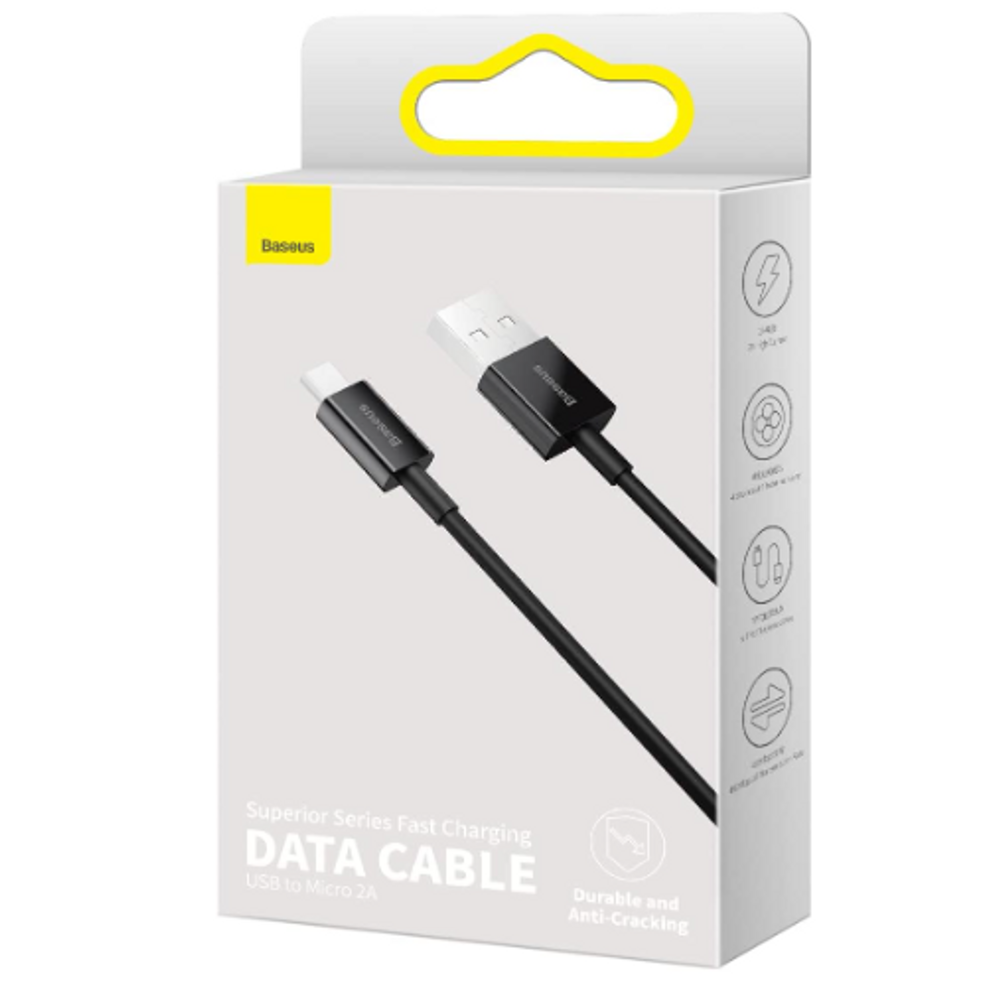 BAS08483 - Baseus Superior Series Fast Charging Data Cable USB to Micro 2A 2m Black