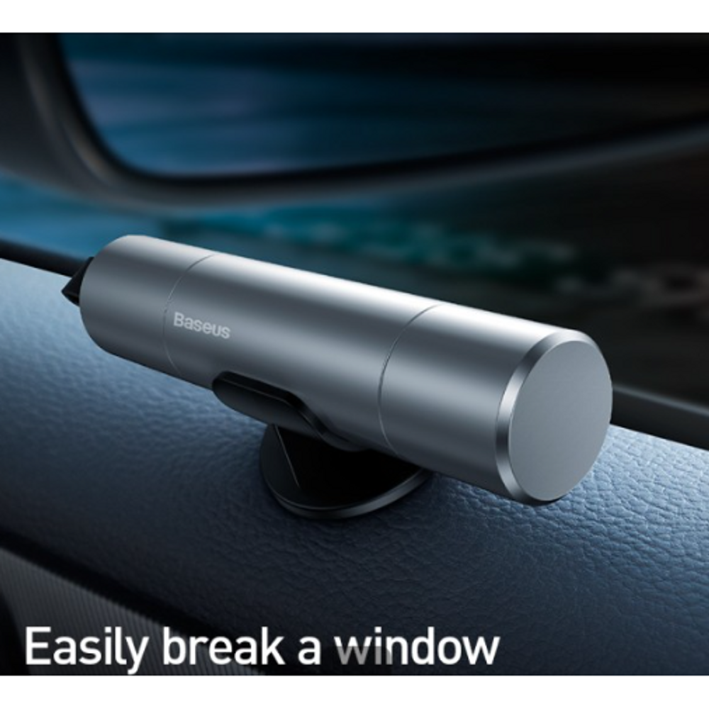 BAS10561 - Baseus Sharp Tool Safety Hammer (Car Window Breaking + Safety Belt Cutting）Dark Grey